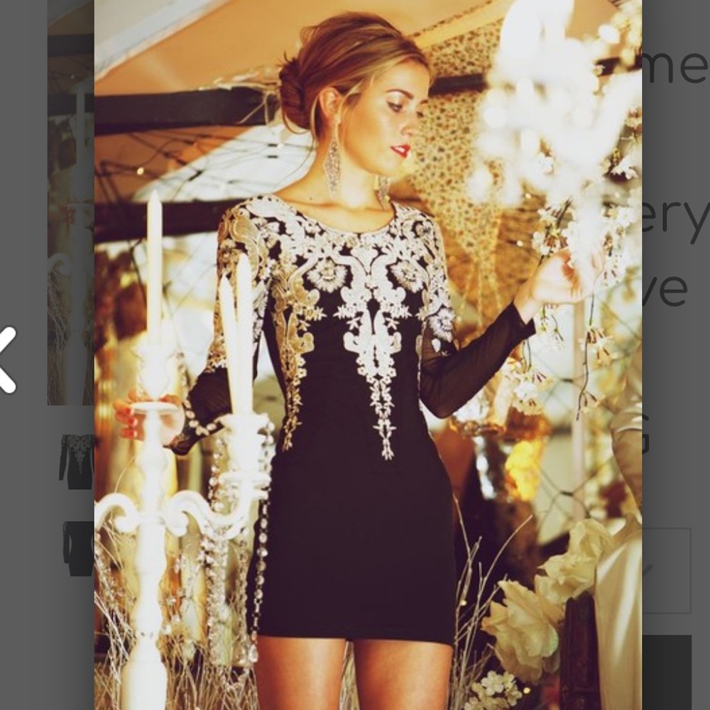 Black lace embroidered cocktail dress XS